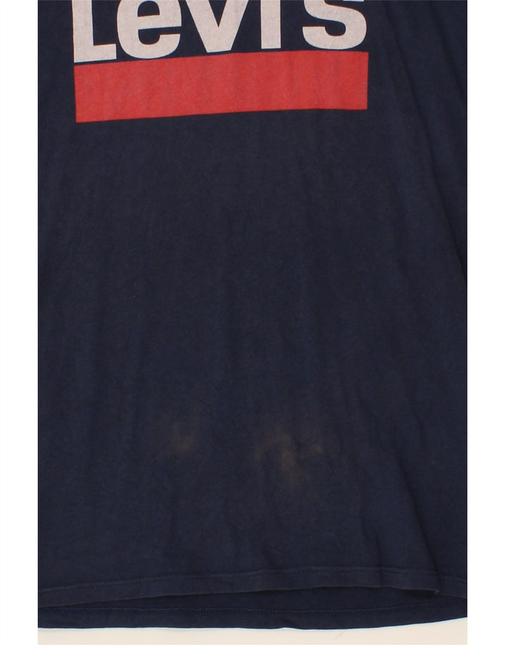 LEVI'S Mens Graphic T-Shirt Top Large Navy Blue Cotton Vintage Levi's and Second-Hand Levi's from Messina Hembry 