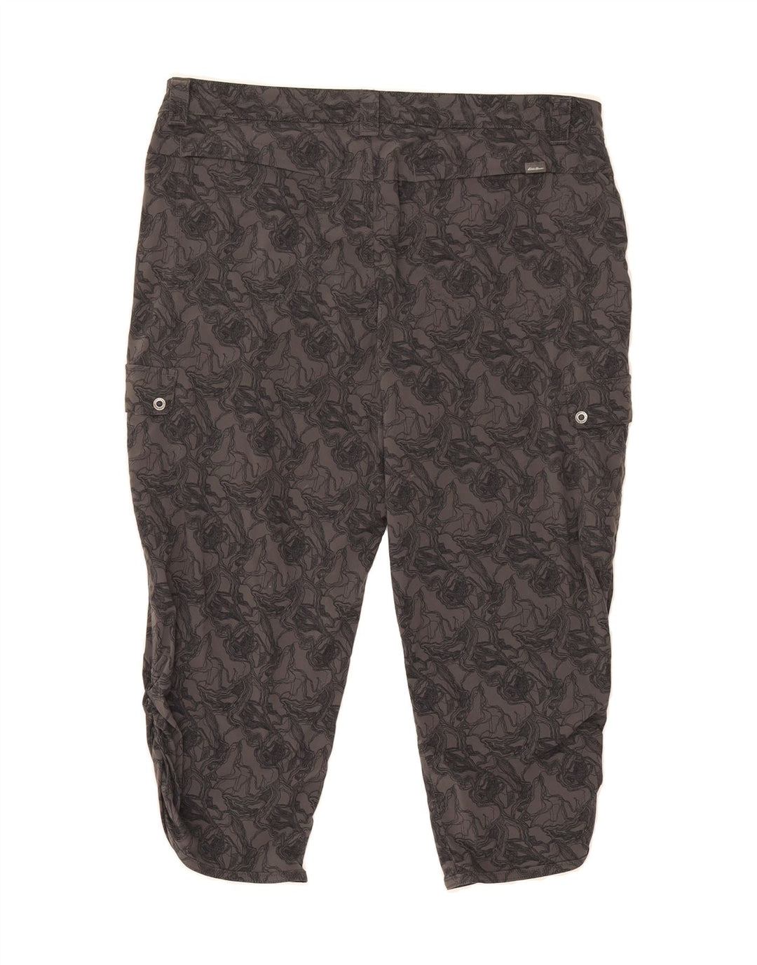 EDDIE BAUER Womens Abstract Pattern Capri Trousers UK 14 XL W34 L20 Grey Vintage Eddie Bauer and Second-Hand Eddie Bauer from Messina Hembry 