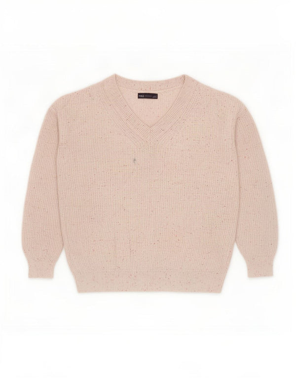 Marks & Spencer Damen-Pullover mit V-Ausschnitt, Gr. 10, Größe S, Grau meliert