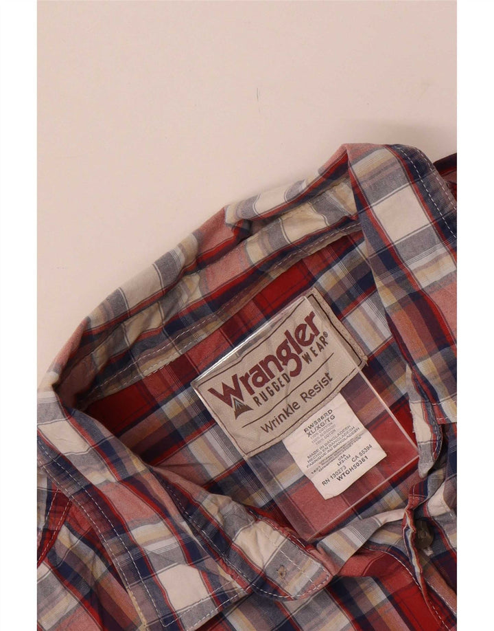 Wrangler Herren-Kurzarmhemd XL, rot kariert, Baumwolle