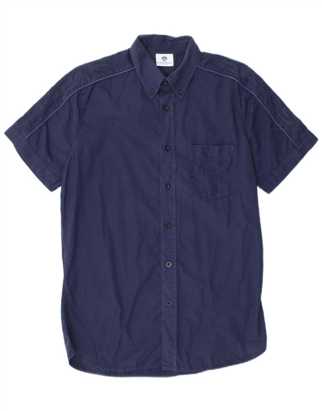 North Sails Herren-Kurzarmhemd aus mittlerer marineblauer Baumwolle