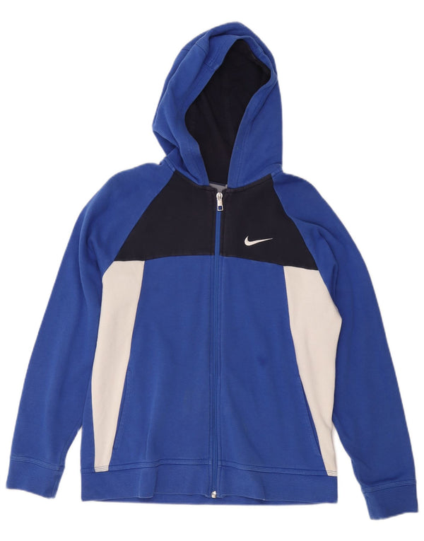 NIKE Jungen-Kapuzenpullover mit Reißverschluss, 13–14 Jahre, XL, blaue Farbblock-Baumwolle