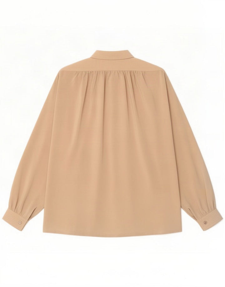 Vintage Damen übergroße Hemdbluse IT 42 Medium Beige Polyester