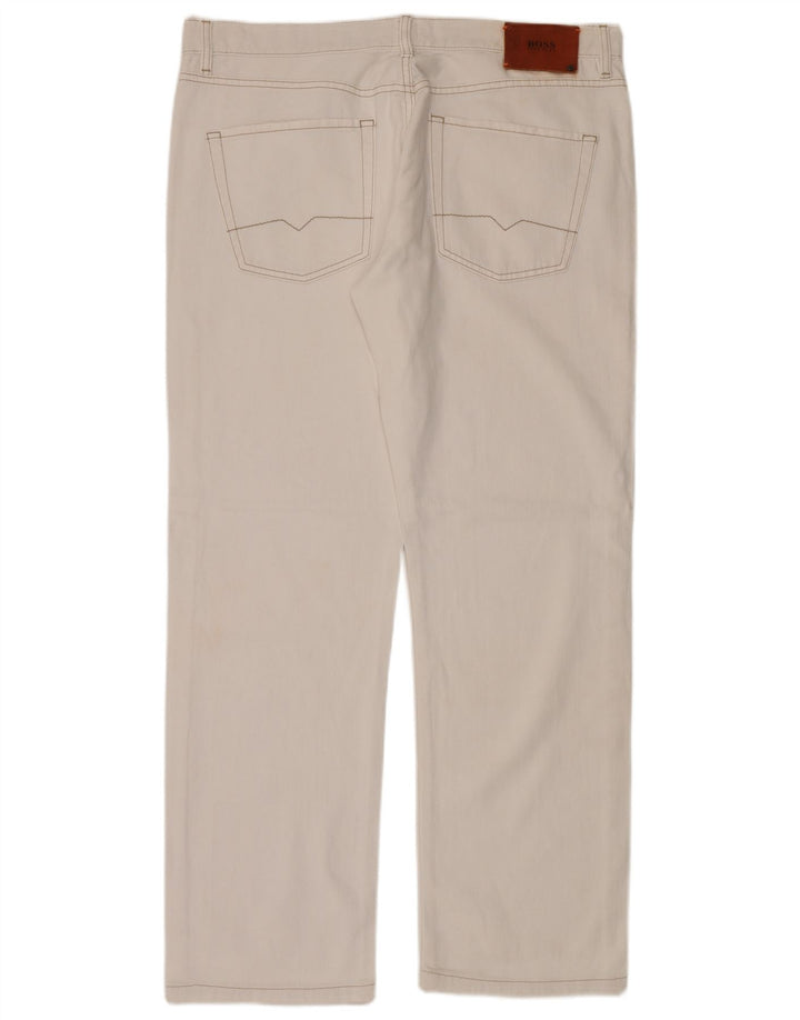Hugo Boss Herren Straight Jeans W38 L34 Weiße Baumwolle
