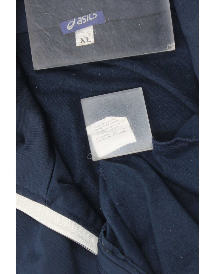 Asics Herren-Trainingsanzug-Top-Jacke XL, marineblau, gestreift, Polyester