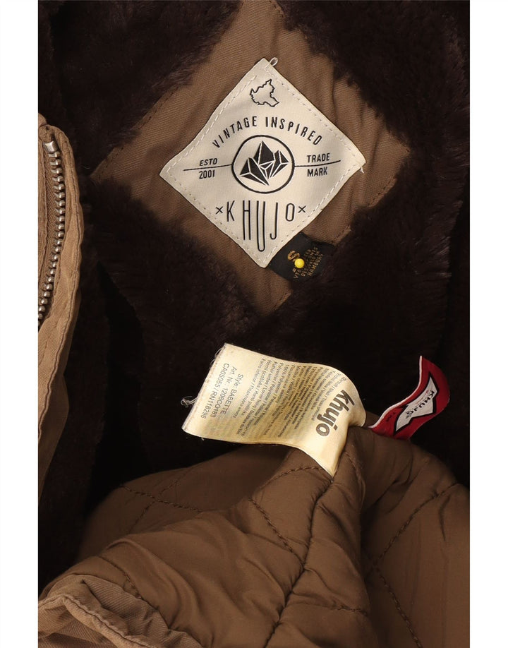 KHUJO Herren-Parka mit Kapuze, UK 36, Größe S, braun, Polyester