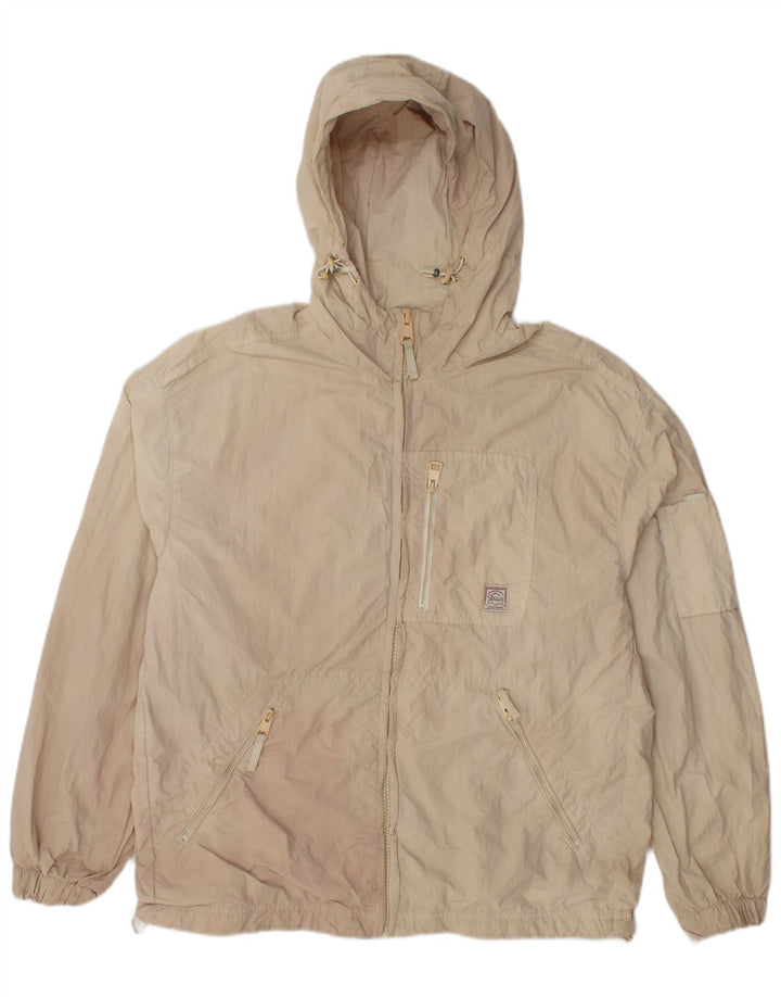 Übergroße Regenjacke mit Kapuze von Zara für Damen, UK 14, Mittelbeige