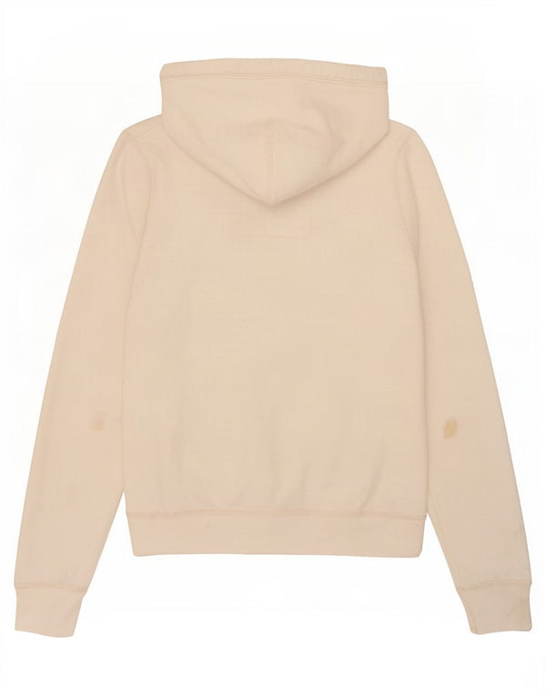 Hollister Womens Graphic Zip Hoodie Sweater UK 12 Mittelweiße Baumwolle