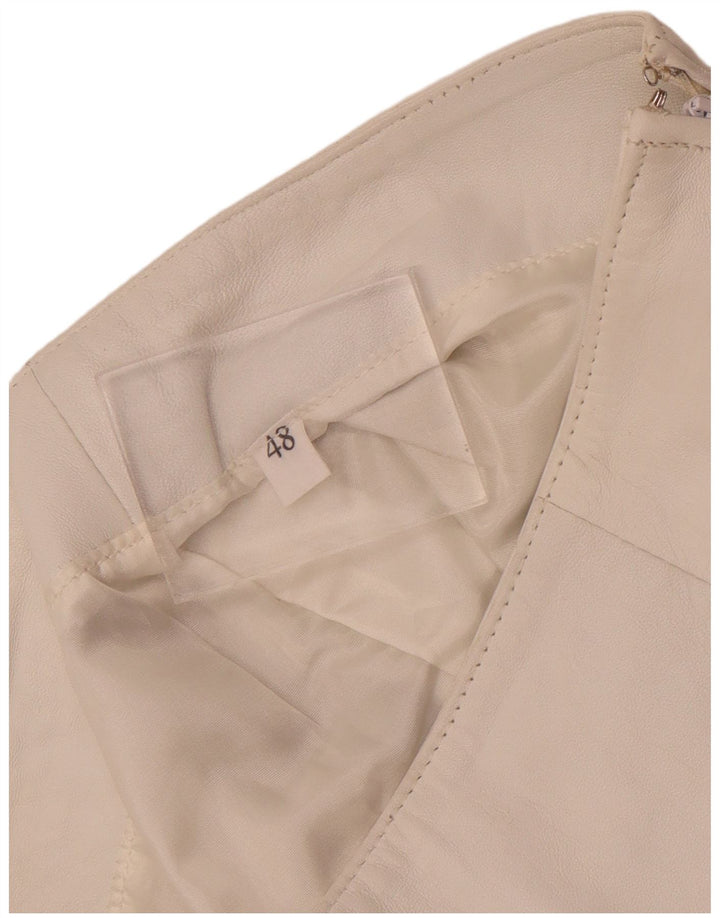 Vintage Damen Lederrock IT 48 XL W32 Weiß