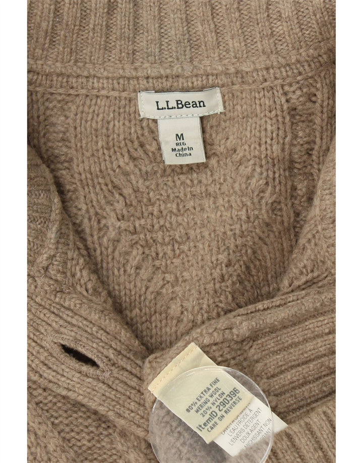 L.L.BEAN Damen Strickjacke UK 12 Mittelbeige Merinowolle