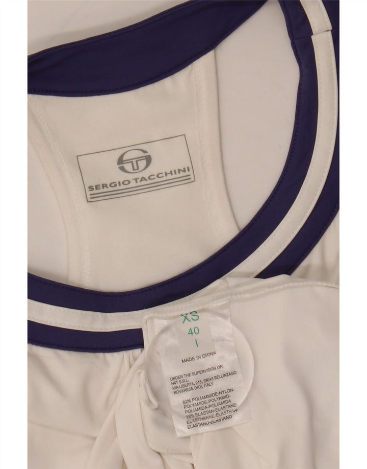 Sergio Tacchini Damen Weste Top UK 4 XS Weißes Nylon