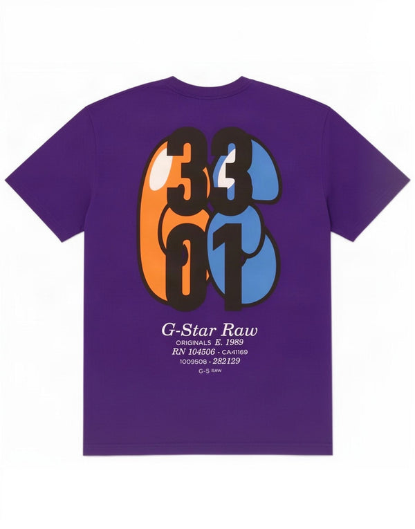G-Star Mens Graphic T-Shirt Top XL Purple Cotton