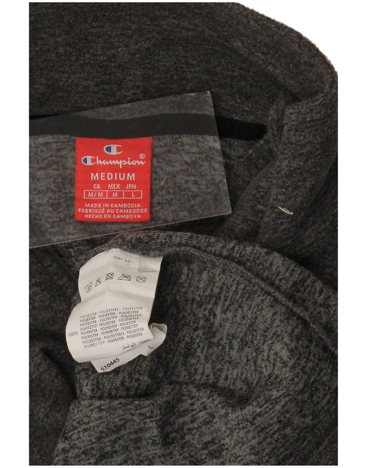 CHAMPION Herren-Fleecepullover mit Reißverschluss am Hals, mittelgrau meliertes Polyester