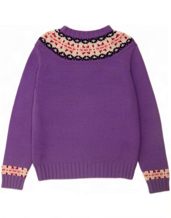 L.L.Bean Mädchen-Pullover mit Knopfkragen, 15–16 Jahre, XL, Lila, Fair Isle