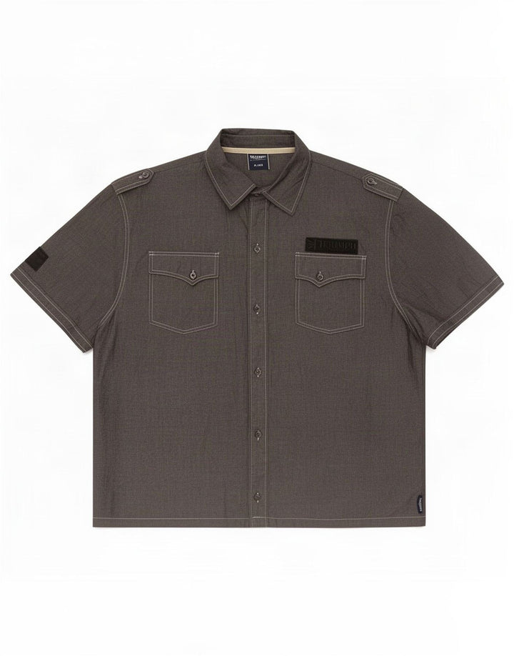 Triumph Herren-Grafik-Kurzarmhemd XL aus grauer Baumwolle