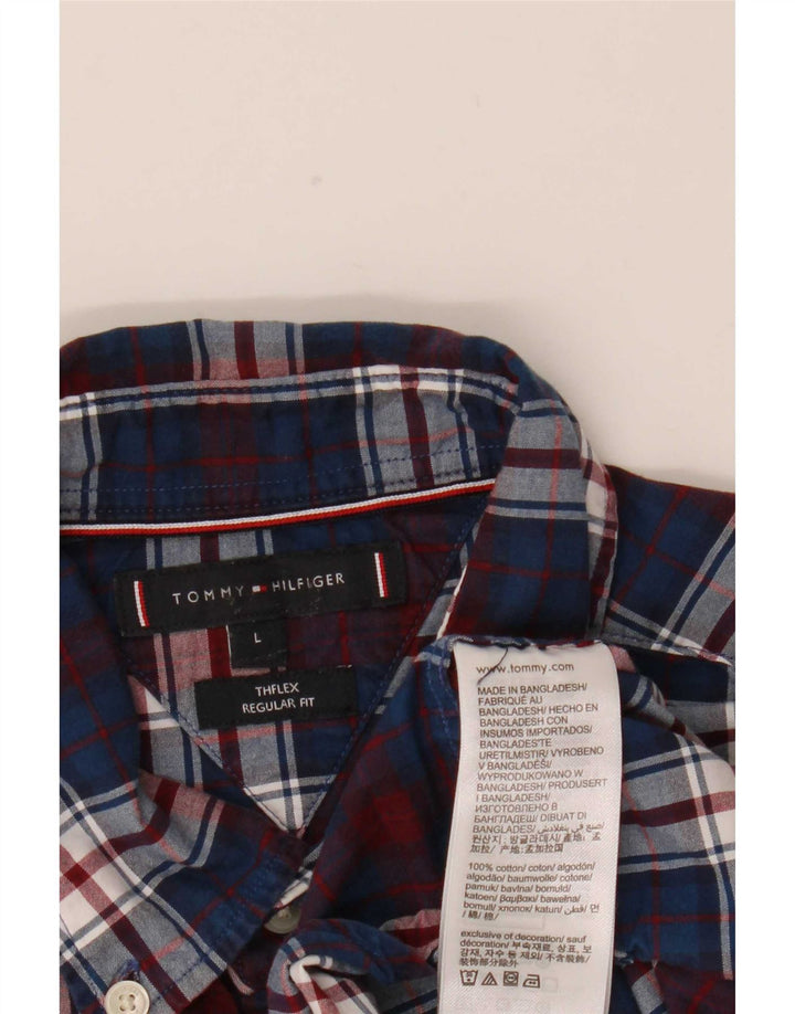 Tommy Hilfiger Herren Flex Regular Fit Hemd, groß, marineblau, kariert, Baumwolle