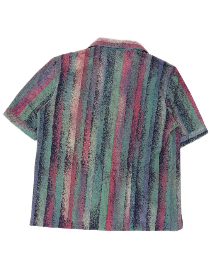 Vintage Damen Kurzarmshirt UK 12 Medium Mehrfarbig gestreift Retro