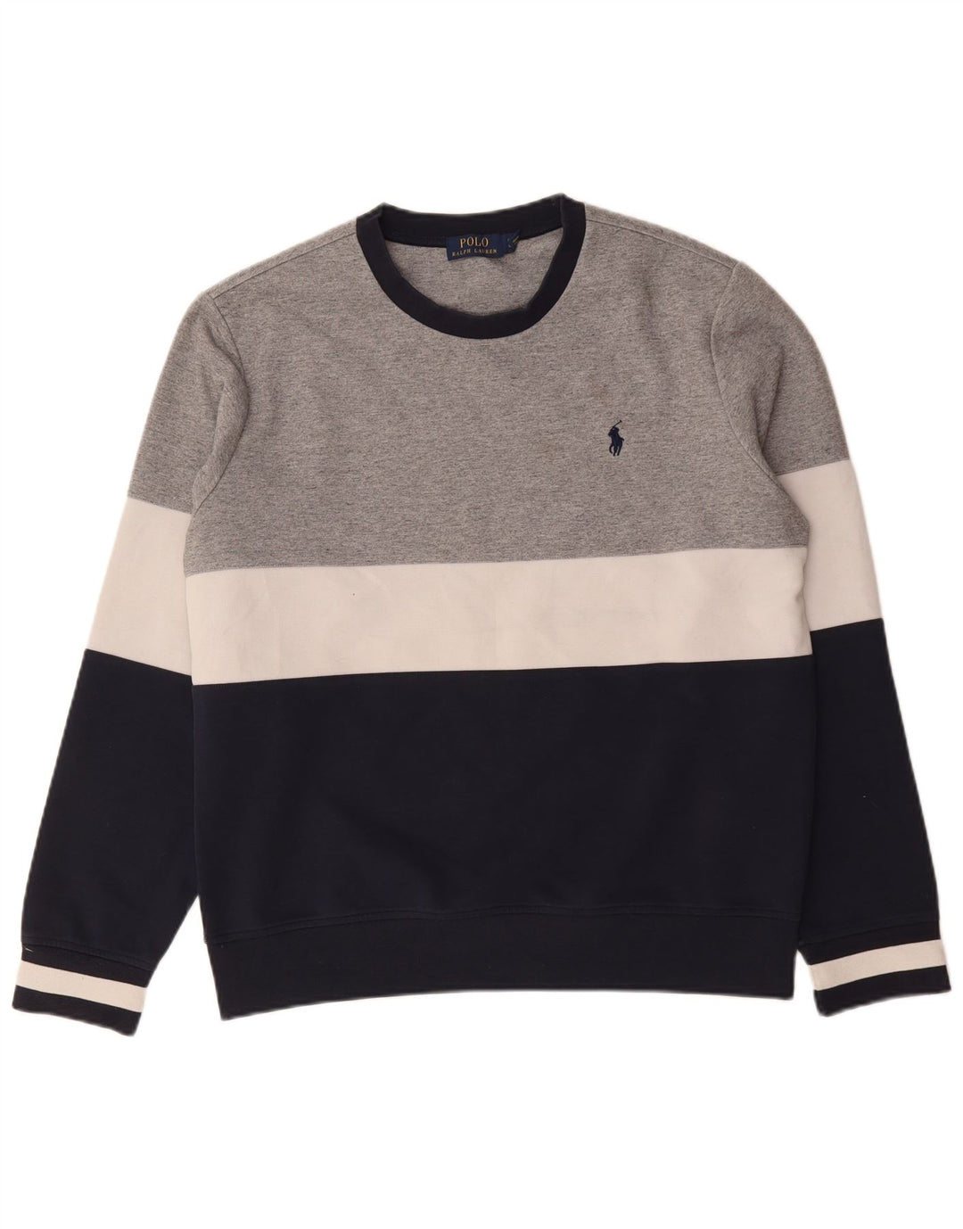 Polo Ralph Lauren Herren-Sweatshirt-Pullover, großes graues Colourblock-Polyester