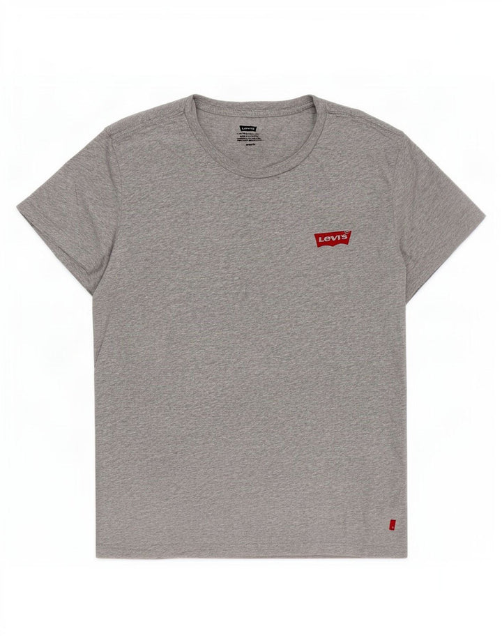 Levi's Herren-T-Shirt-Oberteil aus mittelgrau gefleckter Baumwolle