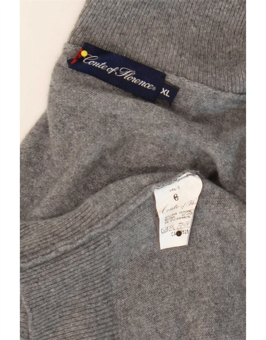 Conte of Florence Herren-Pullover mit Rollkragen, XL, graue Wolle