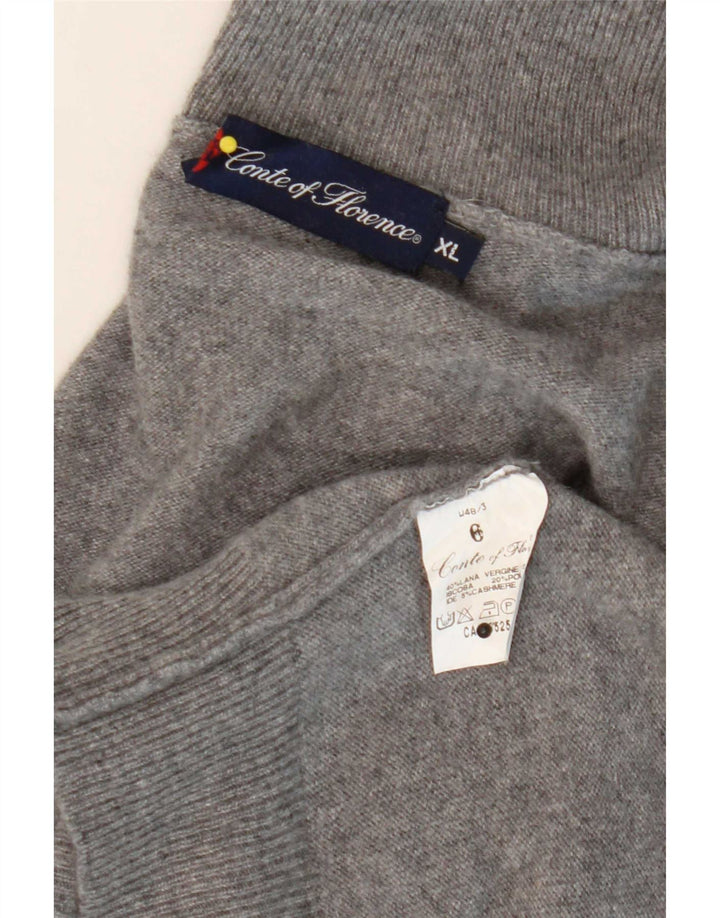Conte of Florence Herren-Pullover mit Rollkragen, XL, graue Wolle