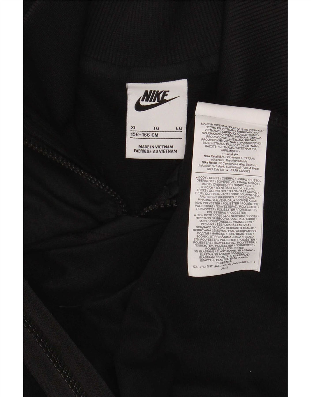 Nike Mädchen Crop Trainingsanzug Top Jacke 13–14 Jahre XL Schwarz Polyester