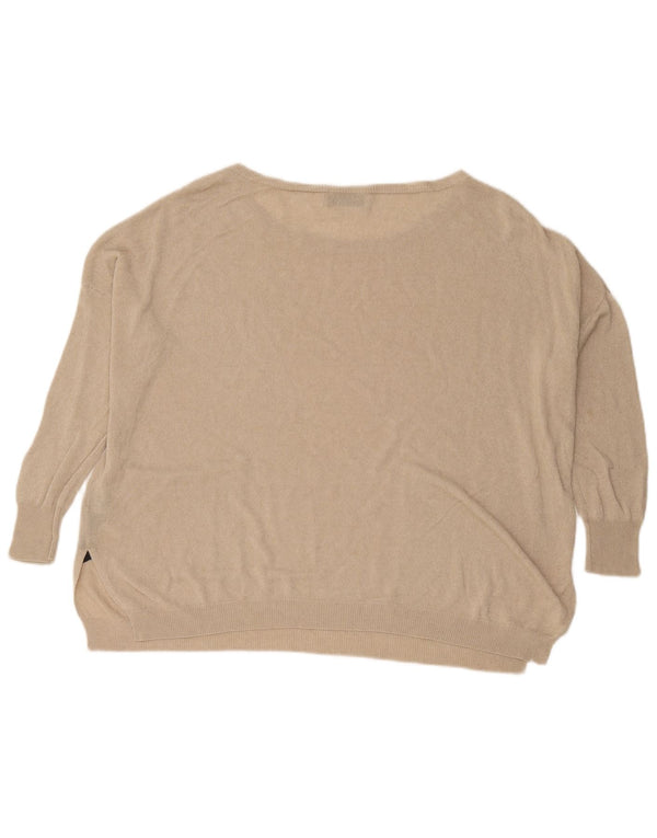 Übergroßer Damen-Pullover mit U-Boot-Ausschnitt von Zara, Gr. 40, Größe L, Beige, Viskose