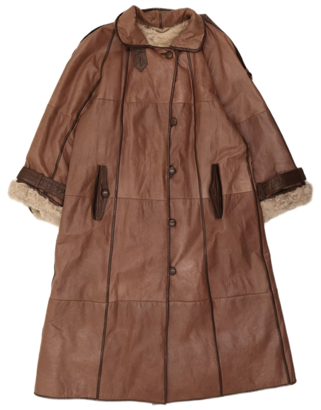 Vintage Damen Ledermantel UK 14 Mittelbraun