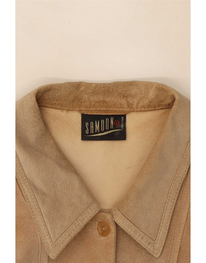 SAMOON Damen Overshirt Wildlederhemd UK 20 2XL Beige Leder