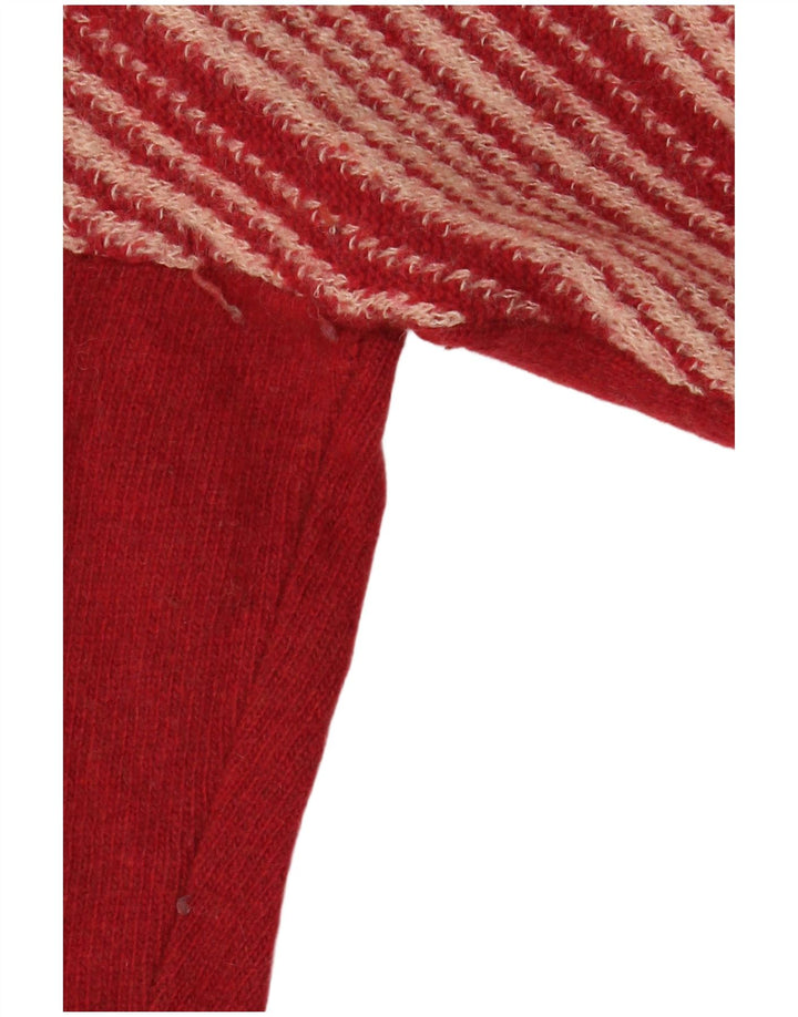 Benetton Damen-Strickjacke in Übergröße, Gr. 14, mittelrot, gestreift, Wolle