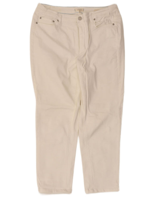 Joules gerade Damen-Freizeithose, UK 46, Größe L, W34, L25, weiße Baumwolle