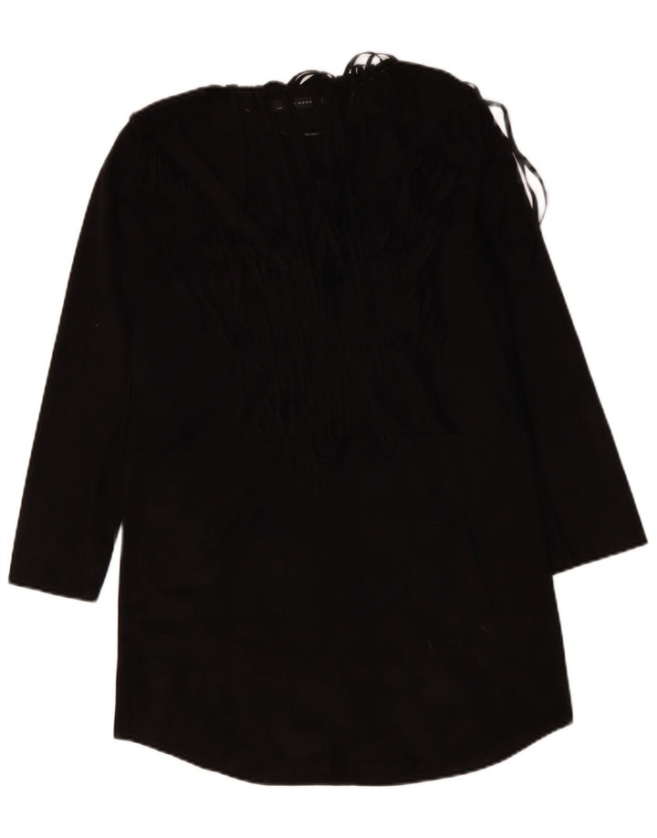 ZARA Damen Langarm-Tunikakleid UK 14 Medium Schwarz Polyester