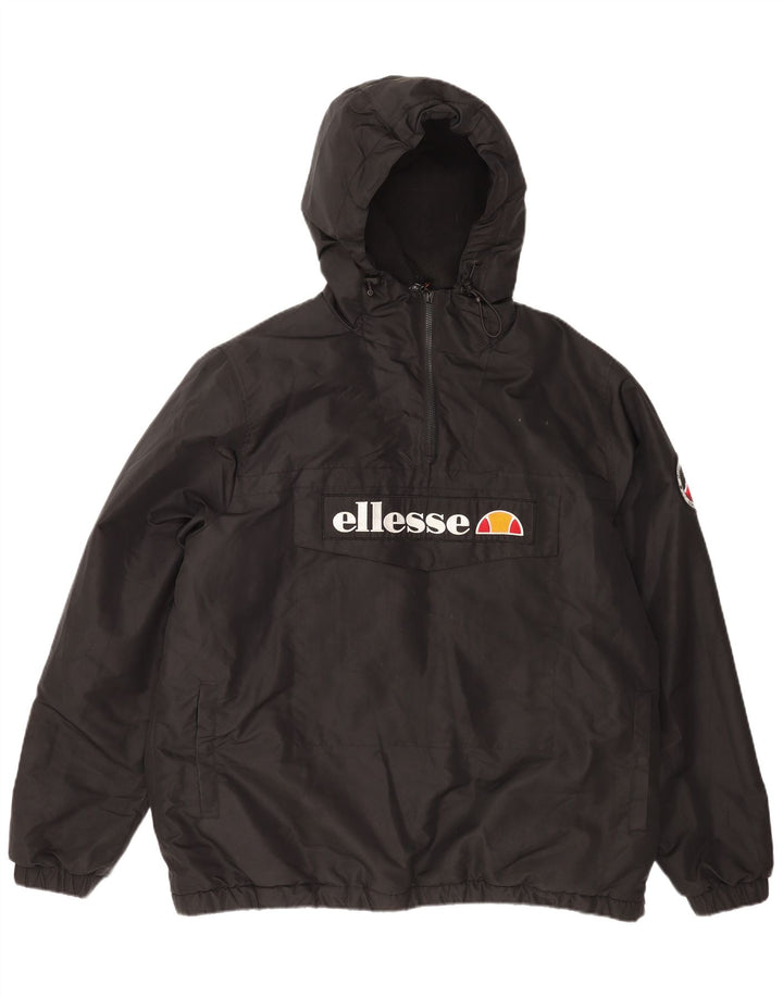 Ellesse Mens Graphic Hooded Anorak Jacket UK 44 2XL Schwarz Polyester