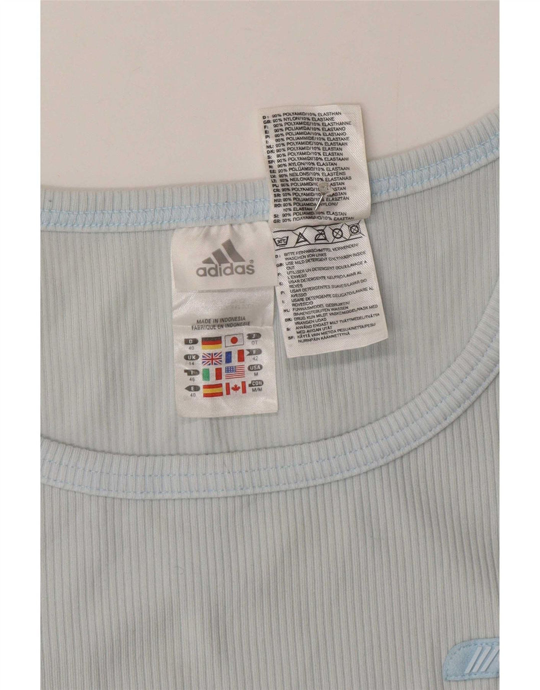 Adidas Damen Weste Top UK 14 Mittelblaues Nylon