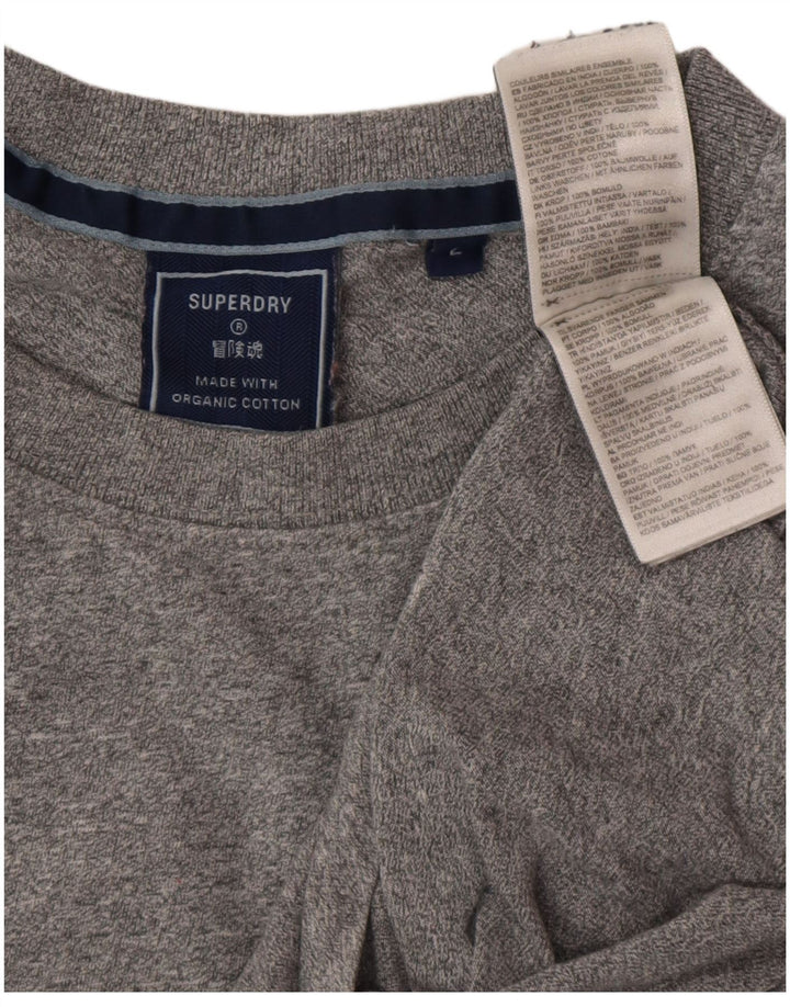 Superdry Herren-T-Shirt-Oberteil, groß, grau gefleckte Baumwolle