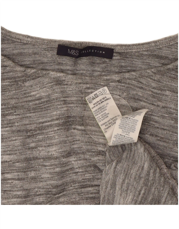 Marks & Spencer Damen-Top, 3/4-Ärmel, UK-Größe 12, Mittelgrau gefleckte Viskose