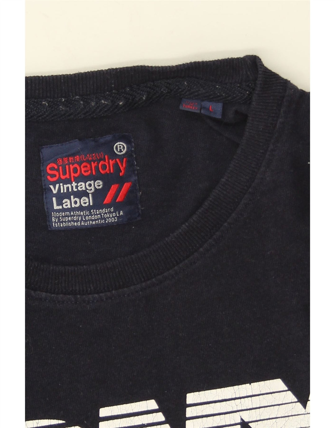 Superdry Herren-T-Shirt mit Grafik, Größe L, Marineblau, Baumwolle