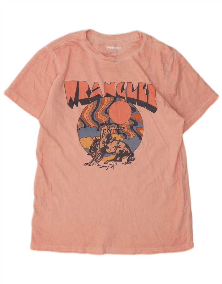 WRANGLER Mens Graphic T-Shirt Top Small Pink Cotton
