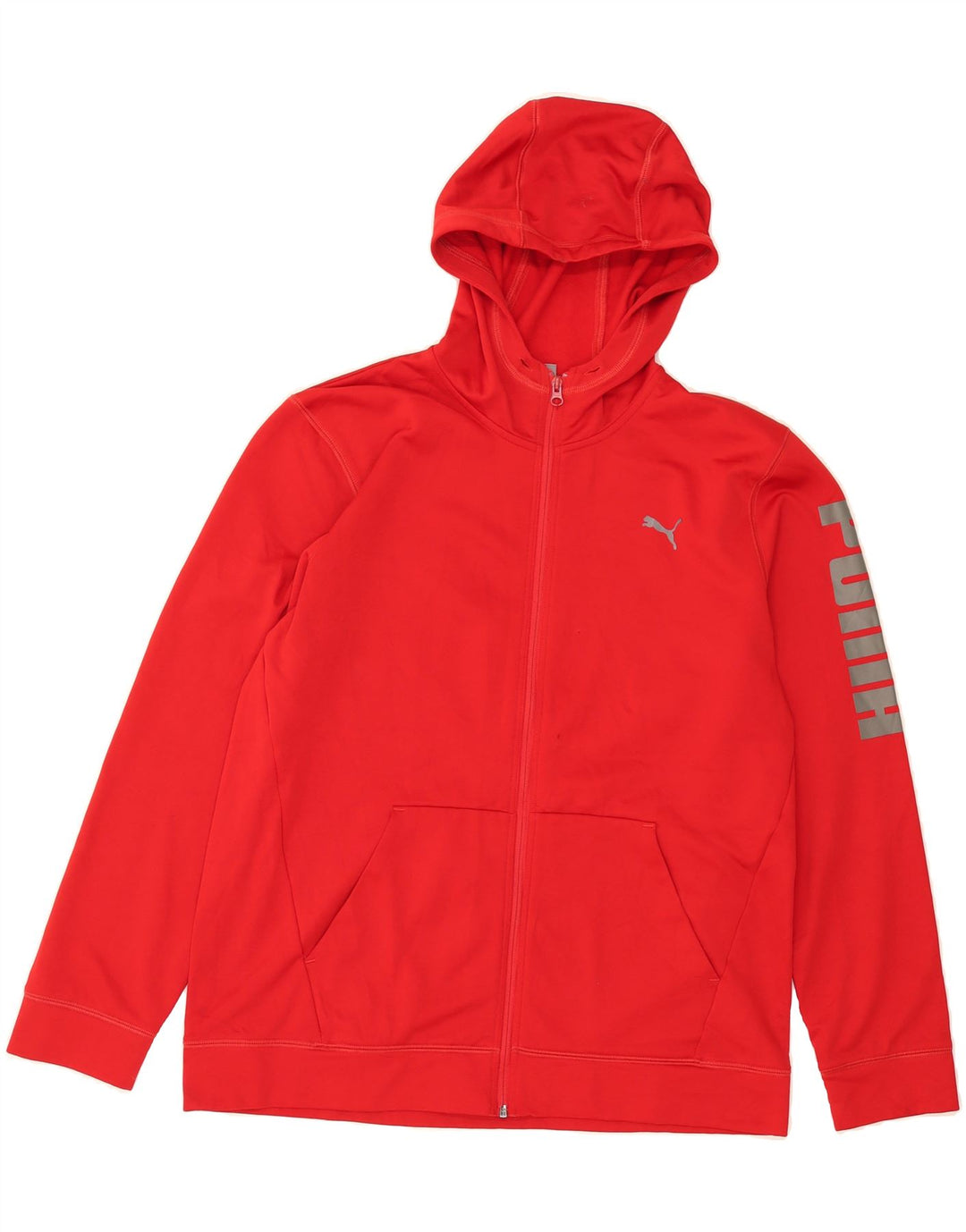 PUMA Mens Graphic Zip Hoodie Sweater Medium Red Polyester Vintage Puma and Second-Hand Puma from Messina Hembry 