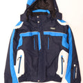 Brugi Herren-Skijacke mit Kapuze, groß, blaues Colourblock-Polyamid