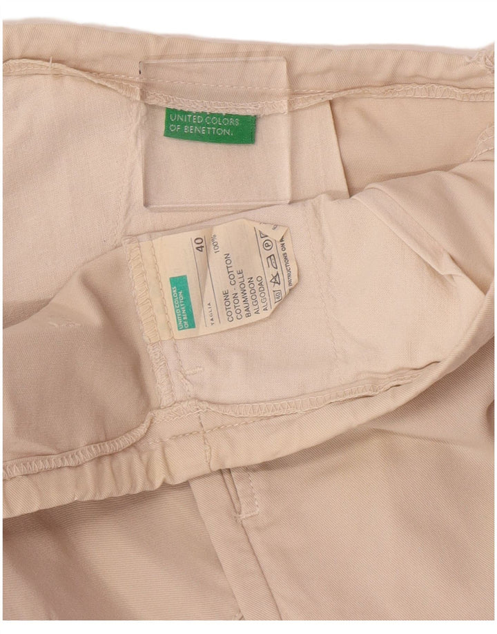 Benetton Damen gerade Cargohose IT 40 Small W30 L32 Beige Baumwolle