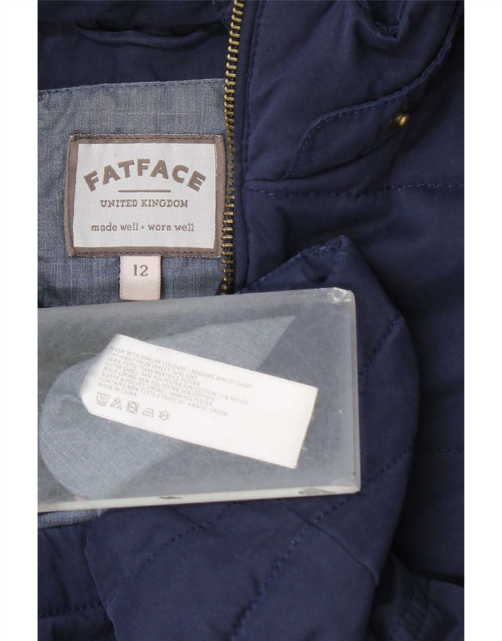 Fat Face Wattierte Damenjacke mit Kapuze, UK 12, Mittelmarineblau, Polyester