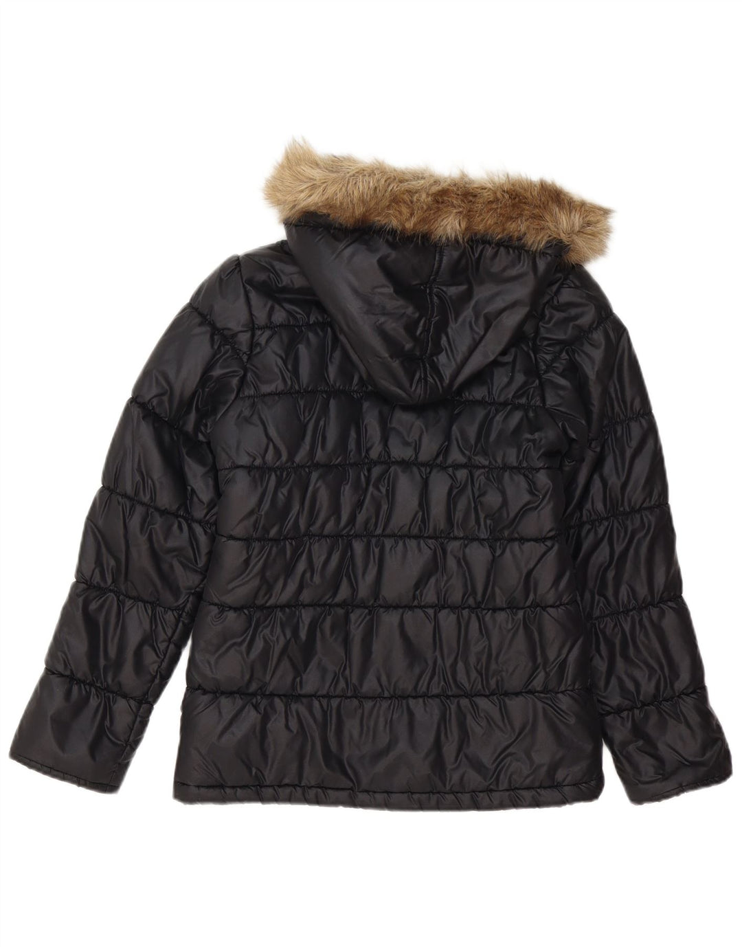 Puma Mädchen-Kapuzenjacke, gepolstert, 11–12 Jahre, schwarzes Polyester