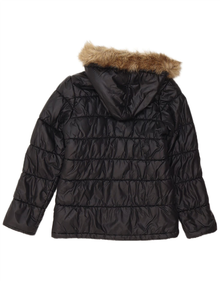 Puma Mädchen-Kapuzenjacke, gepolstert, 11–12 Jahre, schwarzes Polyester