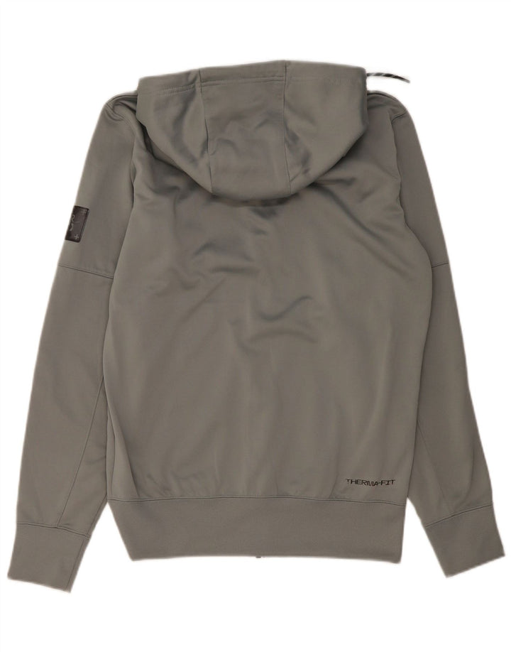 Nike Herren-Kapuzenpullover mit grafischem Reißverschluss, klein, grau, Polyester