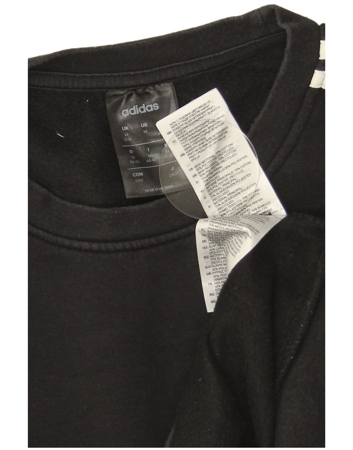 Adidas Damen Sweatshirt Pullover UK 12/14 Medium Schwarz Baumwolle