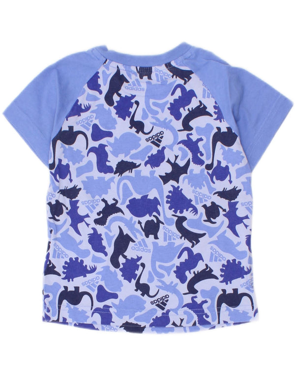 Adidas Baby-Jungen-T-Shirt mit Grafik, 9–12 Monate, blaues Tiermuster aus Baumwolle
