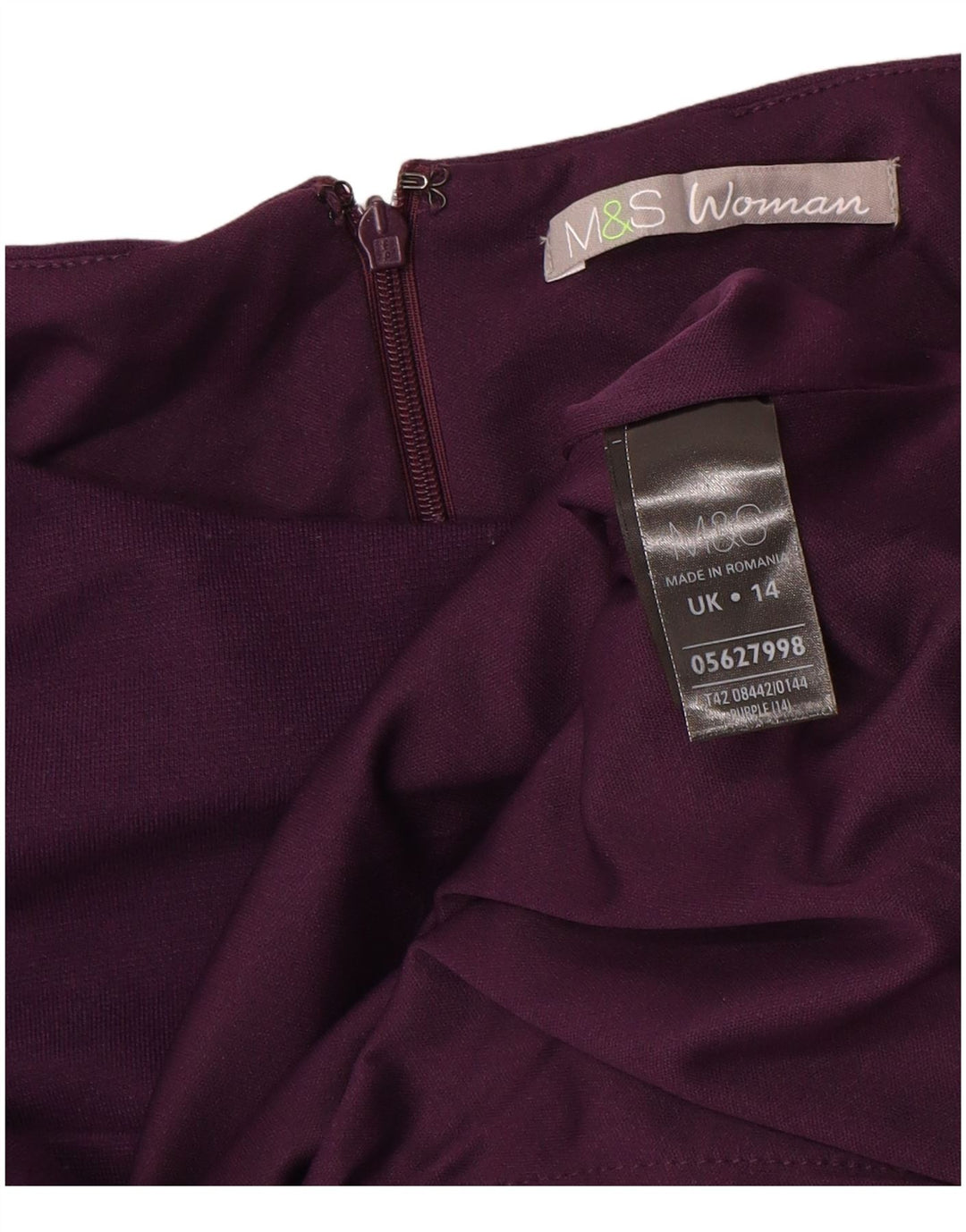MARKS & SPENCER Damen Schößchenkleid UK 14 Mittellila Polyester