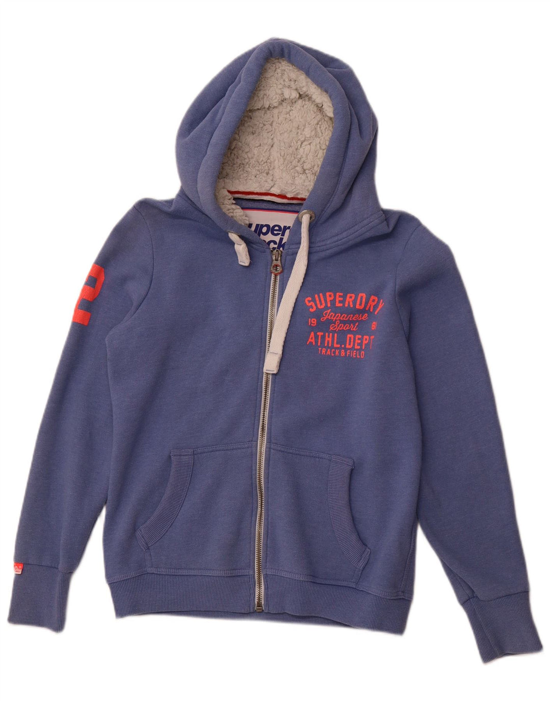 SUPERDRY Damen-Kapuzenpullover mit grafischem Reißverschluss, UK 18, XL, Blau, Baumwolle