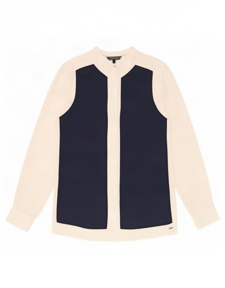 Tommy Hilfiger Damen-Hemdbluse, US 6, Mittelweiß, Farbblock